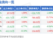 股票行情快报：海宁皮城（002344）6月19日主力资金净买入87.51万元